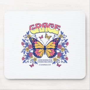 Grace Butterfly Christian Bible Verse Floral Faith Mouse Pad