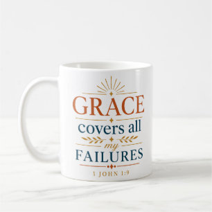 Grace Covers All My Failures Christian Typography  Coffee Mug