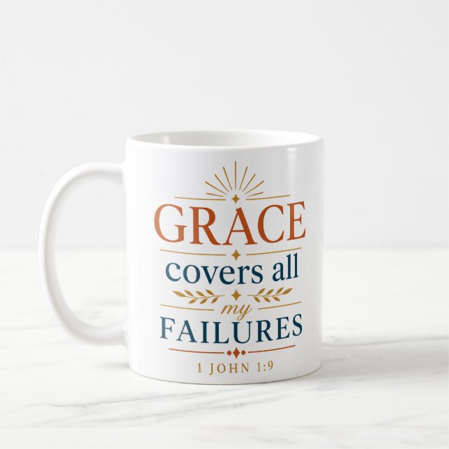 Grace Covers All My Failures Christian Typography  Coffee Mug (Left)