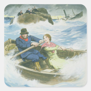 Grace Darling (1815-41) and her father rescuing su Square Sticker