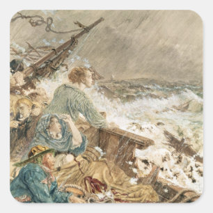 Grace Darling and her father saving the shipwrecke Square Sticker