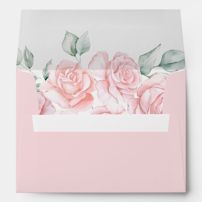 Grace Elegant Blush Pink Spring Summer Floral Envelope (Back (Bottom))