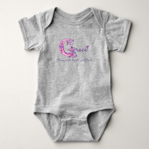 Grace girls G name meaning monogram baby Baby Bodysuit