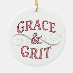 Grace & Grit in Pink and Grey Ceramic Tree Decoration