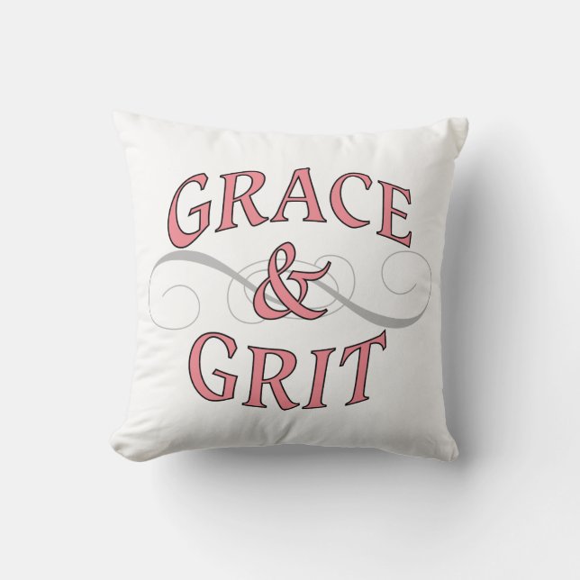 Grace & Grit in Pink and Grey Cushion (Front)