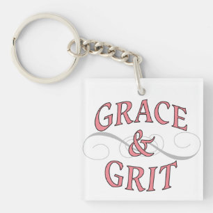 Grace & Grit in Pink and Grey Key Ring