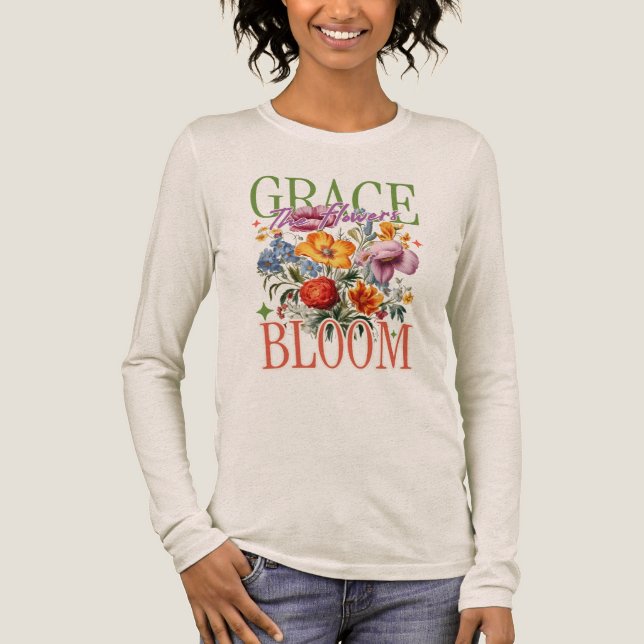 Grace in Bloom Floral Typography Tri-Blend Shirt (Front)