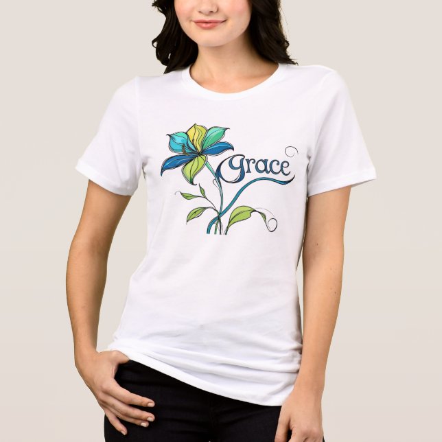 Grace in Bloom" – Inspirational Floral Art Tee (Front)