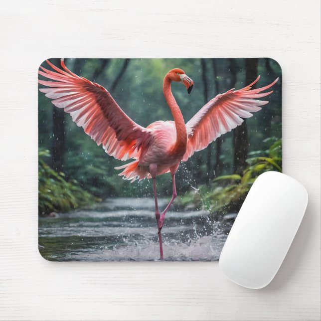 Grace in Flight: The Pink Flamingos Riverdance Mouse Pad (With Mouse)