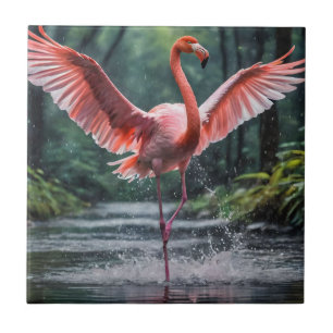 Grace in Flight: The Pink Flamingos Riverdance Tile