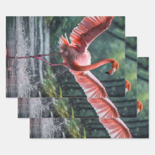 Grace in Flight: The Pink Flamingos Riverdance Wrapping Paper Sheet