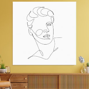 Grace in Line – Minimalist Male Portrait Canvas Print
