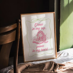Grace in My Cup Retro Vintage Christian Wall Art