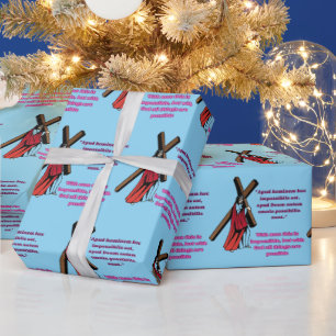 Grace in the Manger baby blue Wrapping Paper