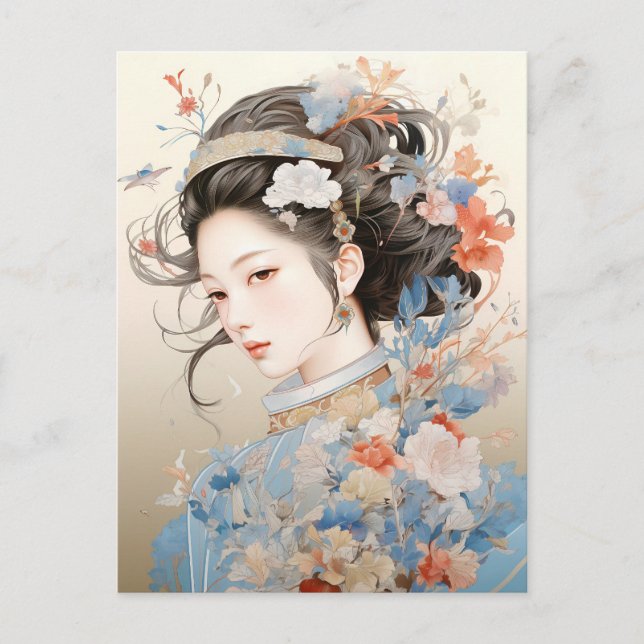 Grace in Traditional Chinese Women Postcard (Front)