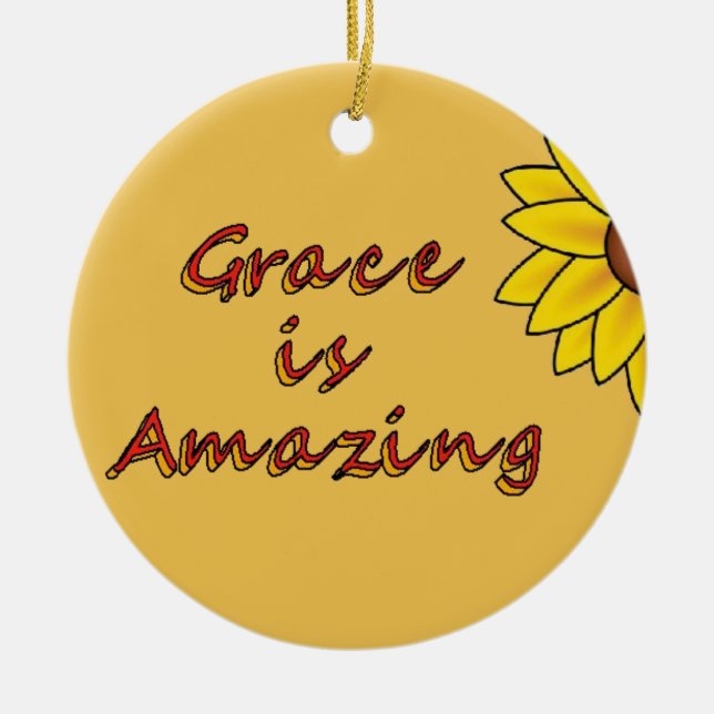 Grace is Amazing - Sunflower Ceramic Tree Decoration (Front)