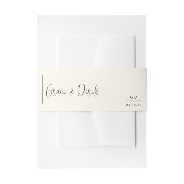 Grace Ivory Modern Wedding Invitation Belly Band (Front Example)