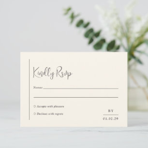 Grace Ivory Modern Wedding RSVP Card