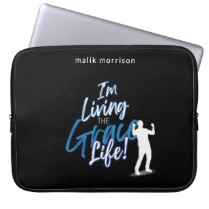 Grace Life Black Modern Script Male Silhouette Laptop Sleeve
