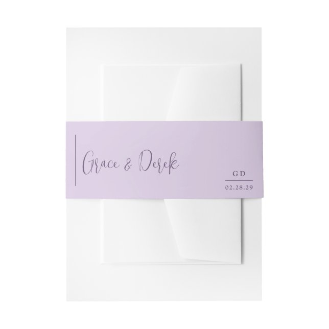 Grace Lilac Modern Wedding Invitation Belly Band (Front Example)