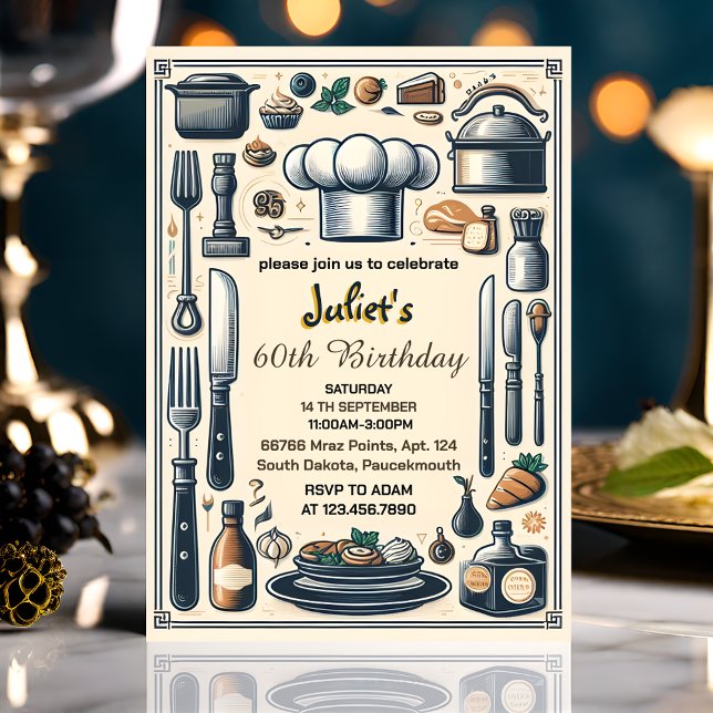 grace Mens Male adult dinner elegant 60th birthday Invitation (Creator Uploaded)