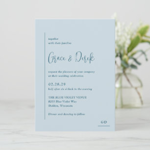 Grace Muted Blue Modern Wedding Invitation