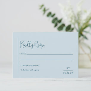 Grace Muted Blue Modern Wedding RSVP Card