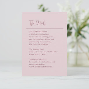 Grace Muted Pink Modern Wedding Enclosure Card