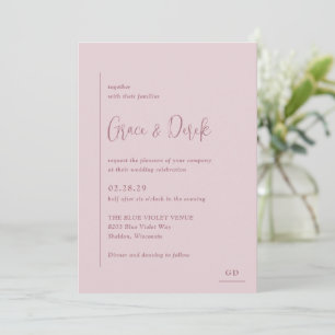 Grace Muted Pink Modern Wedding Invitation