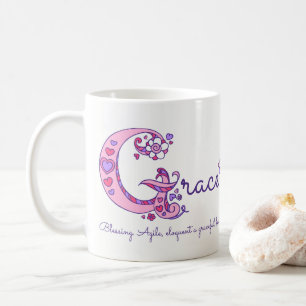 Grace name meaning decorative G monogram mug