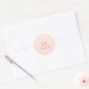 Grace Peach Modern Wedding Classic Round Sticker