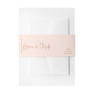 Grace Peach Modern Wedding Invitation Belly Band