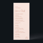 Grace Peach Modern Wedding Programme<br><div class="desc">Modern wedding program featuring a simple and minimal geometric design with a vertical line along the left side with your details in left alignment. Your names are in a handwriting script for an elegant touch. In the bottom right corner is your two initial monogram over a small horizontal line. The...</div>
