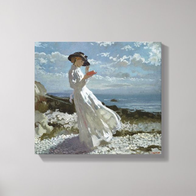 Grace Reading at Howth Bay Orpen Canvas Print (Front)
