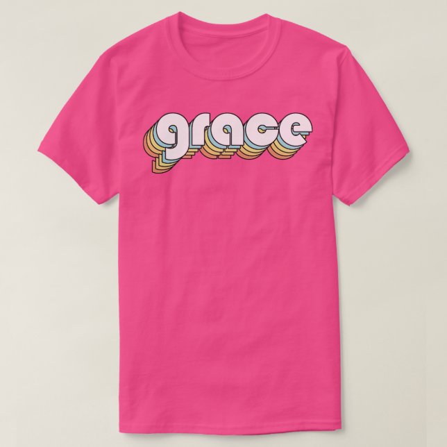 Grace Retro Rainbow Typography Faded Style T-Shirt (Design Front)