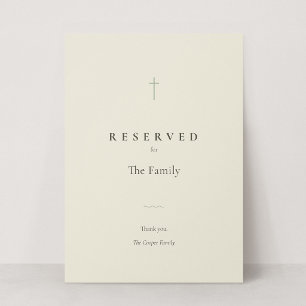 Grace Sage Christian Cross Reserved Seating Sign