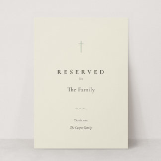 Grace Sage Christian Cross Reserved Seating Sign