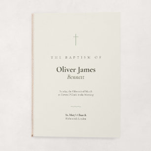 Grace Sage Minimal Cross Folded Baptism Programme