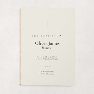 Grace Sage Minimal Cross Folded Baptism Programme