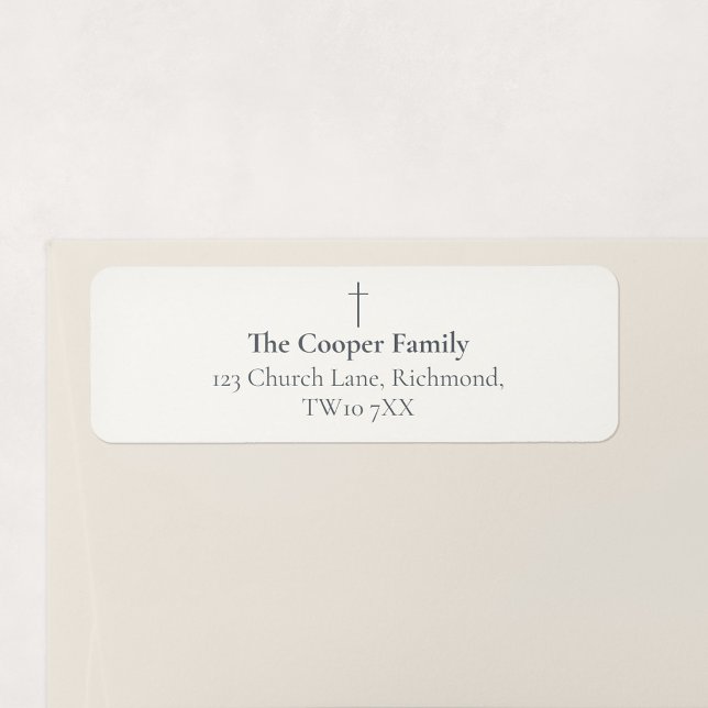 Grace Stone Minimal Cross Family Return Address (Grace | Stone - Minimal Cross Return Address Label)