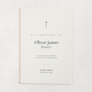 Grace Stone Minimal Cross Folded Baptism Programme