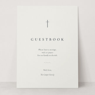 Grace Stone Minimal Cross Guest Book Table Sign