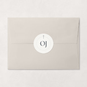 Grace Stone Monogram Cross Classic Round Sticker