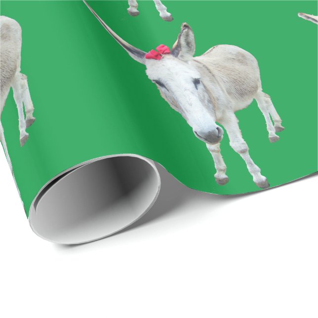 Grace the Donkey with a Red Bow Wrapping Paper (Roll Corner)