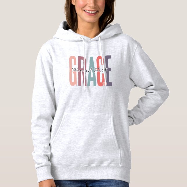 Grace Through Faith Boho Christian Hoodie (Front)