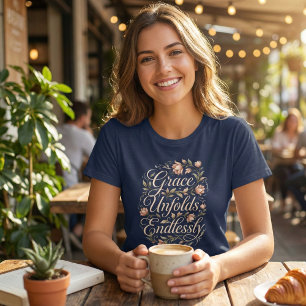 Grace Unfolds Endlessly Floral Inspirational Tri-Blend Shirt