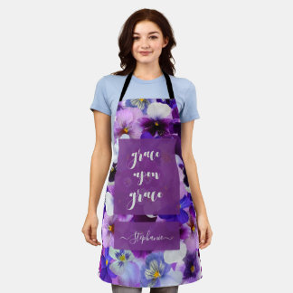 Grace Upon Grace Bible Verse Purple Flower Apron