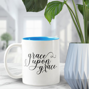 Grace Upon Grace Christian Quote Encouraging Gift Two-Tone Coffee Mug