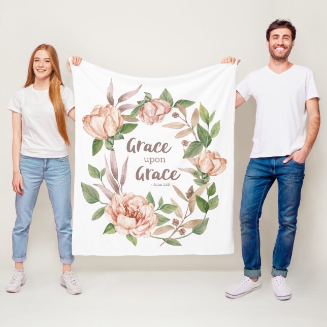 Grace Upon Grace - John 1:16 - Floral Fleece Blanket (In Situ)