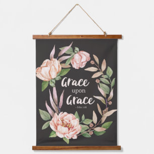 Grace Upon Grace - John 1:16 - Floral Hanging Tapestry